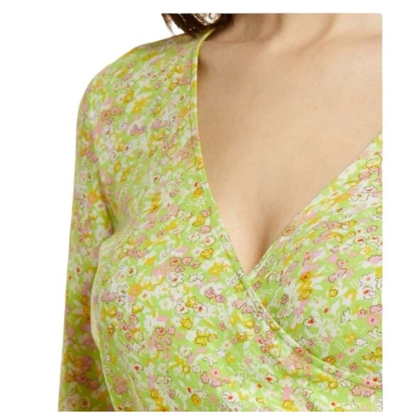 Nordstrom BP Green Hannah Kate Surplice V-Neck Crop Top Small NWT - Picture 5 of 15
